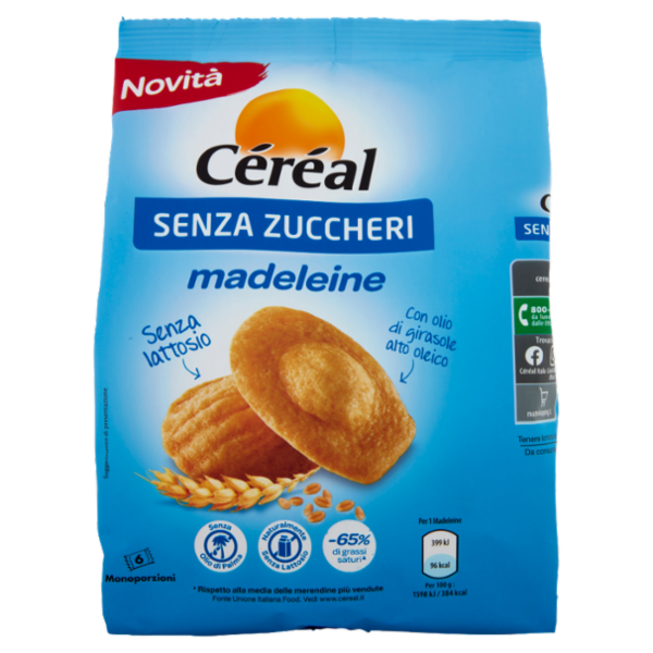 Céréal Senza Zuccheri Madeleine, senza Lattosio, senza Olio di Palma (6 monoporzioni) - 150g
