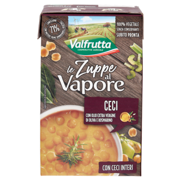 Valfrutta le Zuppe a Vapore Ceci con Olio Extra Vergine di Oliva e Rosmarino 500 g