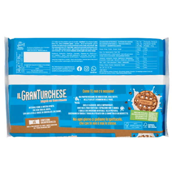 Colussi il GranTurchese Integrale con Gocce di Cioccolato 340 g
