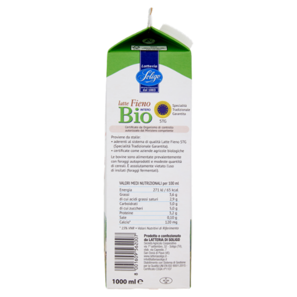Latteria Soligo latte Fieno STG Bio Intero 1000 ml
