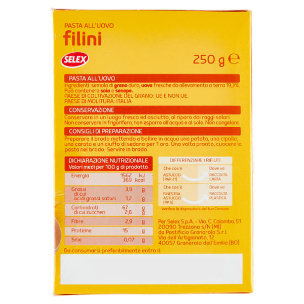 Selex Pasta all'Uovo Filini 250 g