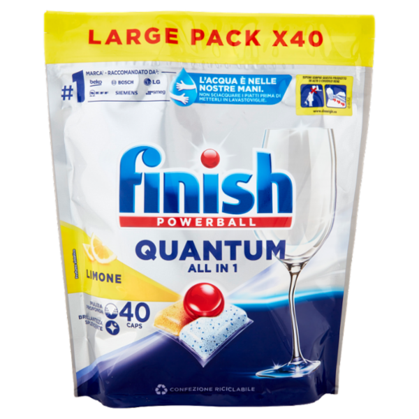 Finish Quantum All In One Lemon pastiglie lavastoviglie 40 lavaggi 416 g