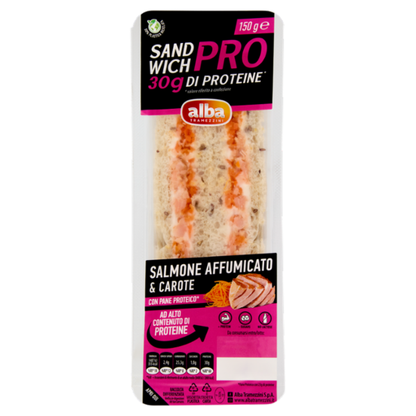 alba Tramezzini Sandwich Pro Salmone Affumicato & Carote 150 g