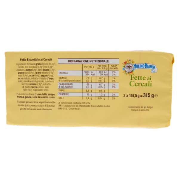 Mulino Bianco Fette Biscottate ai Cereali 315g