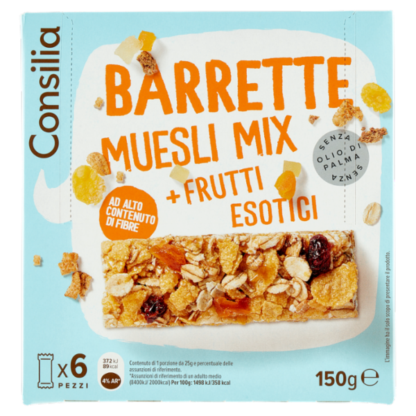 Consilia Barrette di Cereali con Muesli Mix con Frutti Esotici 6x25 g