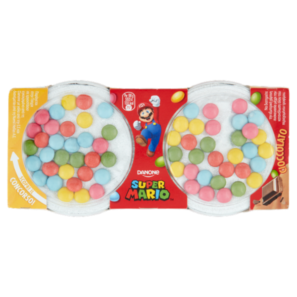 Danone Super Mario, Yogurt gusto Cioccolato con Confettini, 2x110g