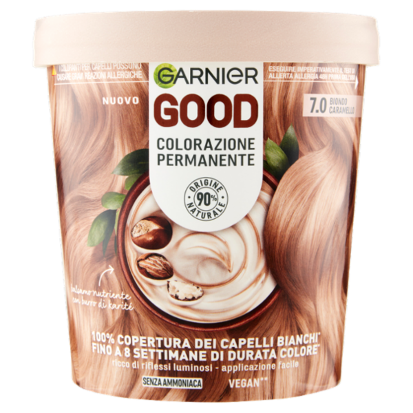 Garnier GOOD 7.0 Biondo Caramello, colorazione permanente senza ammoniaca, 90% di origine naturale