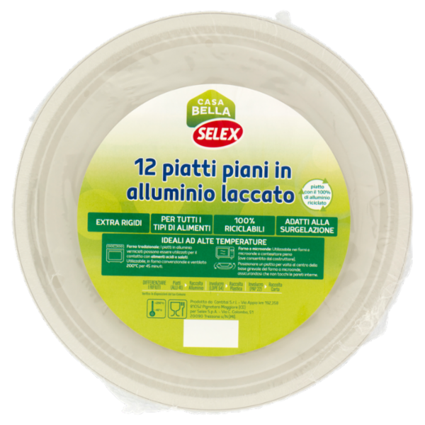 Selex Casa Bella Piatti Piani in Alluminio Laccato 12 pezzi