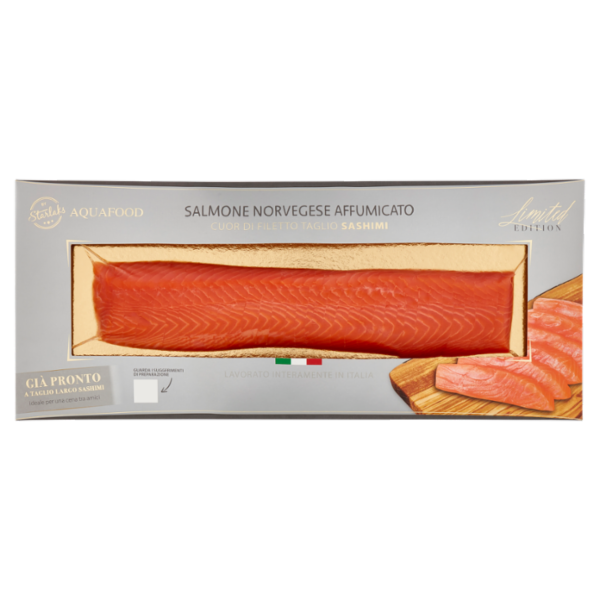 Aqua Food Salmone Norvegese Affumicato Cuor di Filetto Taglio Sashimi 350 g