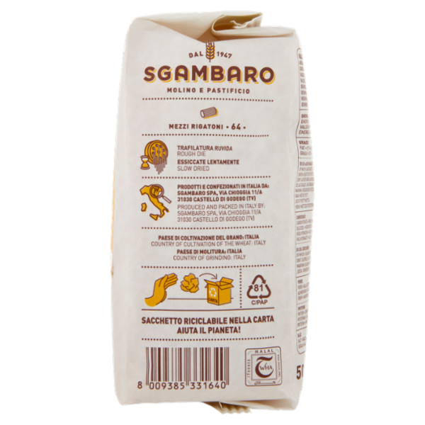 Sgambaro Mezzi Rigatoni N°64 500 g