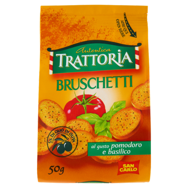 Autentica Trattoria Bruschetti al gusto pomodoro e basilico 50 g
