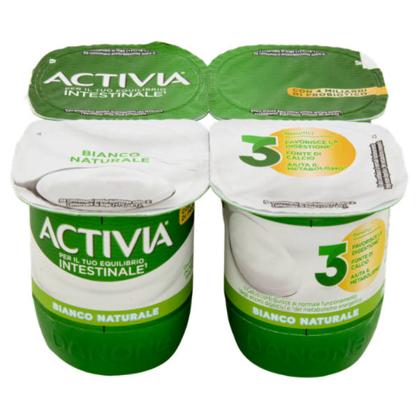 ACTIVIA Yogurt Bianco Naturale con Probiotico Bifidus, 4x125g