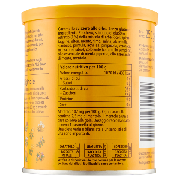Ricola Cristallo di zucchero alle erbe svizzere 250 g