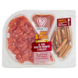 Amoretti Apri & Gusta Piccante Spianata Piccante, Crema Ai Peperoni, Grissini Al Pomodoro 130 g