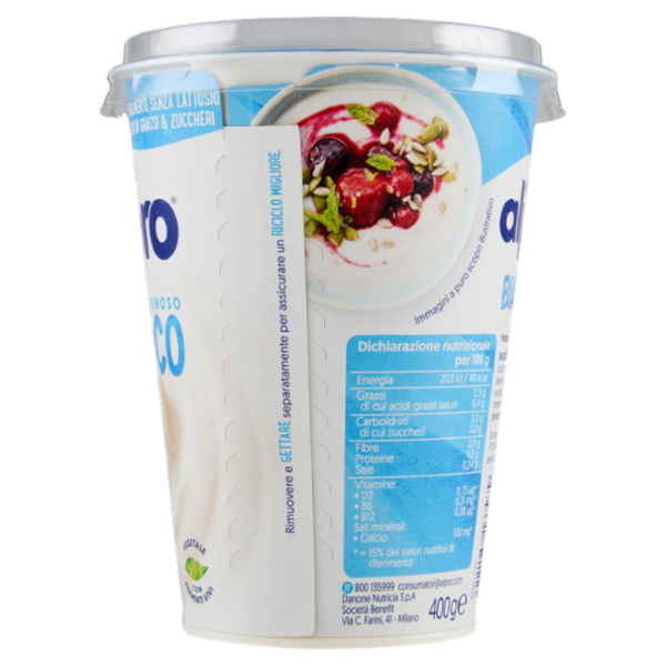 ALPRO Alternativa Vegetale allo Yogurt, Bianco, a base di Soia, basso in Grassi, No Lattosio, 400g