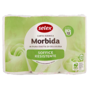 Selex Carta Igienica 3 Veli 180 Strappi 12 Rotoli