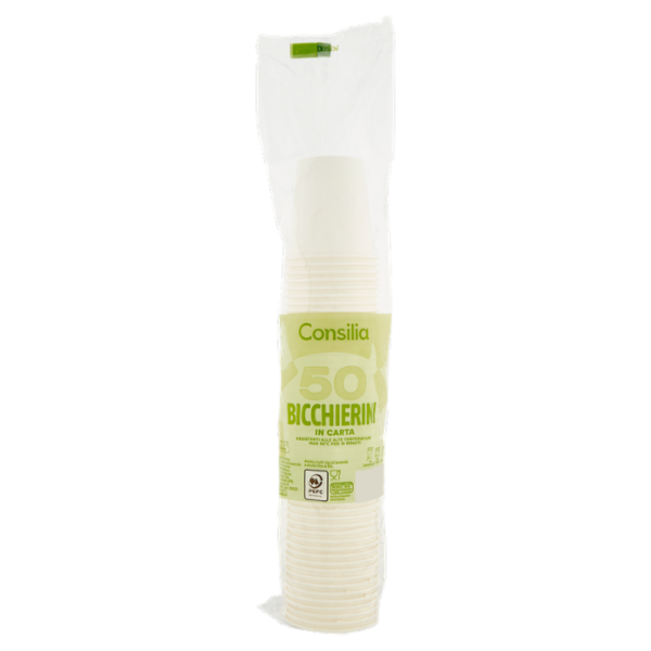 Consilia Bicchierini da Caffè in Carta Biodegradabili e Compostabili 100 cc 50 pezzi