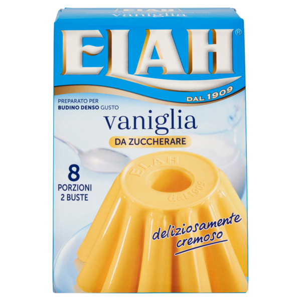 Elah Preparato per Budino Denso Gusto vaniglia da Zuccherare 2 x 44 g