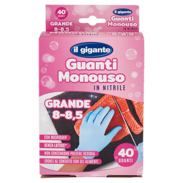 IL GIGANTE Guanti Monouso in Nitrile Grande 8 - 8,5 40 Guanti