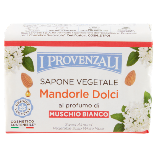 I Provenzali Sapone Vegetale Mandorle Dolci al profumo di Muschio Bianco 100 g
