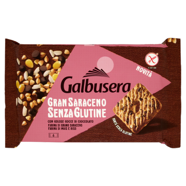 Galbusera Gran Saraceno Senza Glutine con Golose Gocce di Cioccolato 6 x 43,3 g