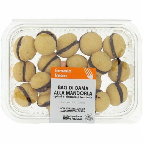 Commerciale Dolciumi Baci di Dama alla Mandorla Ripieni al Cioccolato Fonde nte 200 g