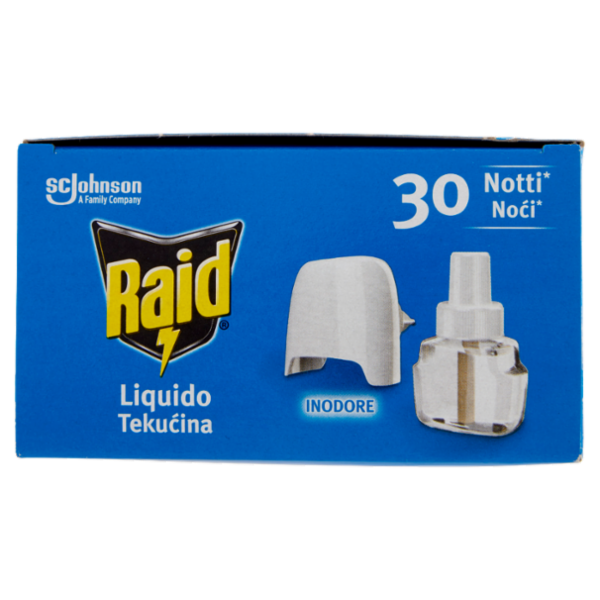 Raid Liquido Elettrico Antizanzare Contro Zanzare, 1 Base e 1 Ricarica 21 ml, 30 Notti