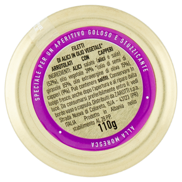 Zarotti Filetti di Alici alla Moresca con Cappero in Olio Delicato 110 g