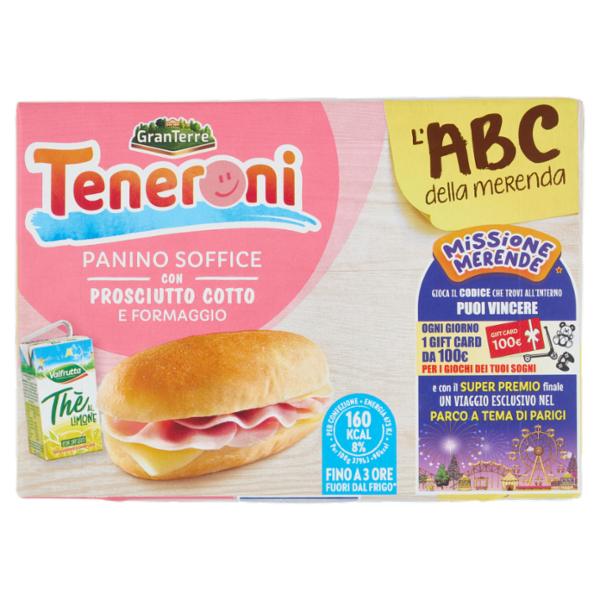 Teneroni l'ABC della merenda Panino Soffice con Prosciutto Cotto e Formaggio