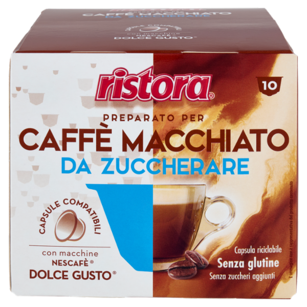 ristora Caffè Macchiato da Zuccherare Capsule Compatibili con Macchine Nescafè Dolce Gusto 10 x 5 g