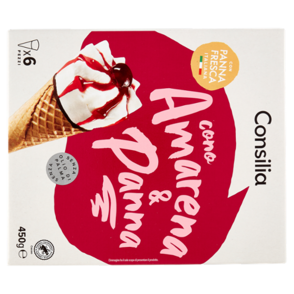 Consilia 6 Coni di Gelato Panna e Amarena 450 g