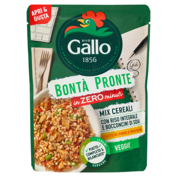 Riso Gallo Bontà Pronte in Zero minuti Mix Cereali con Riso integrale e Bocconcini di Soia 220 g