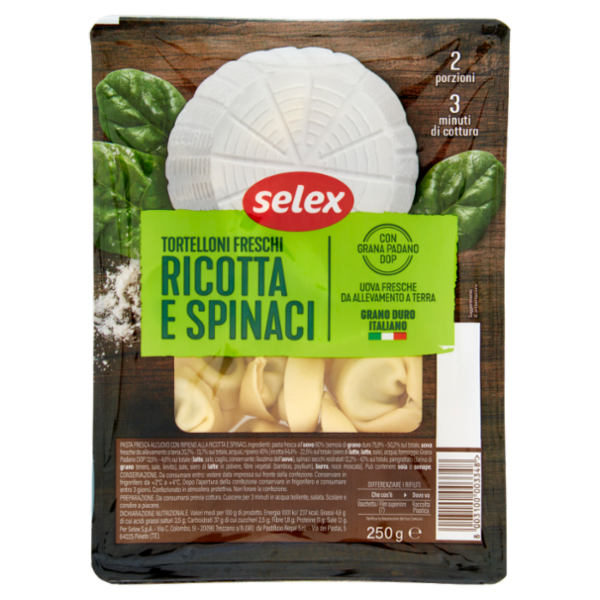 Selex Tortelloni alla Ricotta e Spinaci con Grana Padano 250 g