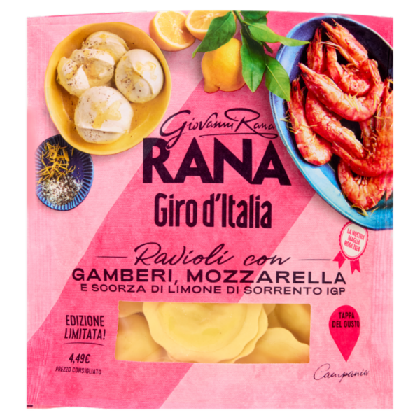 Giovanni Rana Giro d'Italia Ravioli con Gamberi, Mozzarella e Scorza di Limone di Sorrento IGP 250 g