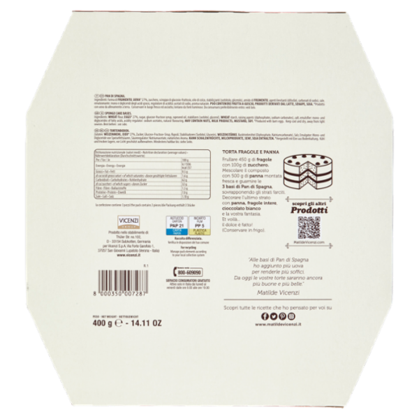 Matilde Vicenzi Pan di Spagna 3 Basi per torta 400 g