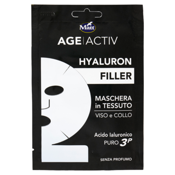 Matt Age Activ Hyaluron Filler Maschera in Tessuto Viso e Collo Acido Ialuronico Puro 3P 20 ml