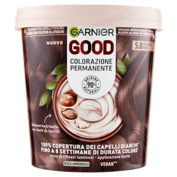 Garnier GOOD 5.0 Castano Moka, colorazione permanente senza ammoniaca, 90% di origine naturale