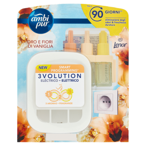 Ambi Pur Profumatore per Ambienti Elettrico 3Volution, Lenor Oro e Fiori Vaniglia, 20 ml