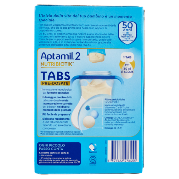 APTAMIL Nutribiotik Tabs 2,Latte di proseguimento in Tabs, dal 6° mese compiuto al 12°, 21 bustine