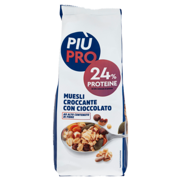 Piùpro Muesli Croccante con Cioccolato ad Alto Contenuto di Fibre 300 g