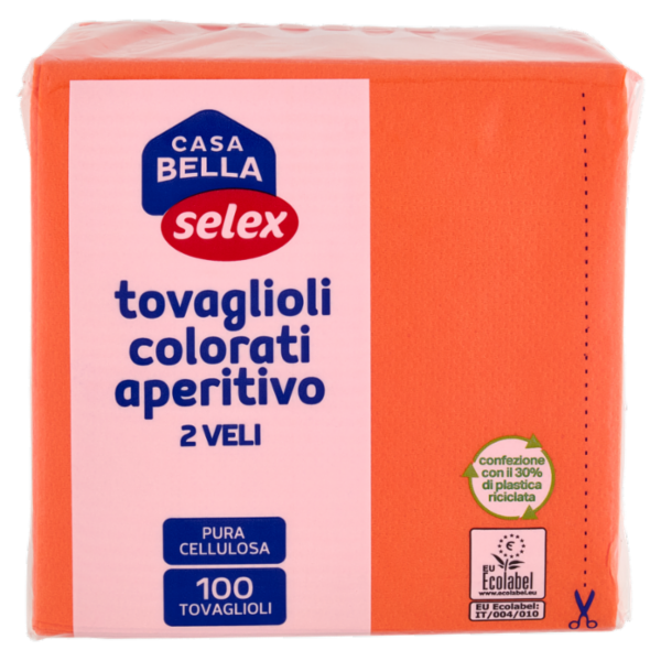 Selex Casa Bella Tovaglioli 2 Veli 25x25 cm Arancione 100 pezzi