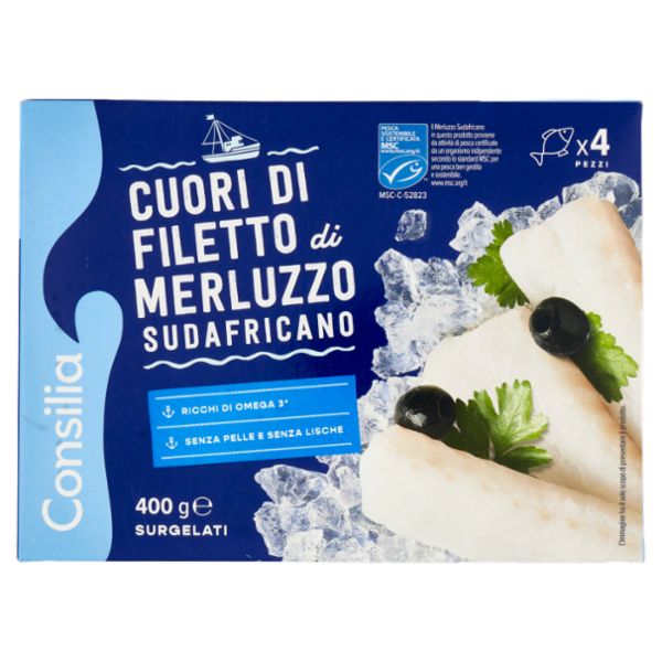 Consilia Cuori di Filetti di Merluzzo Surgelati 400 g
