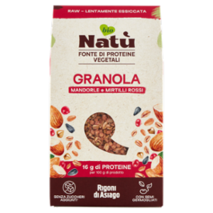 Rigoni Di Asiago Natù Fonte Di Proteine Vegetali Granola Mandorle e Mirtilli Rossi Bio 250 g