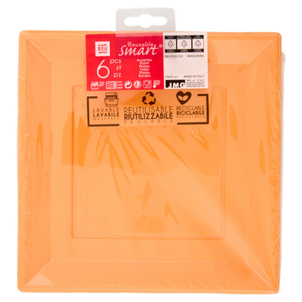 Smart Reusable Piatti Mandarine 23x23 cm 6 pz
