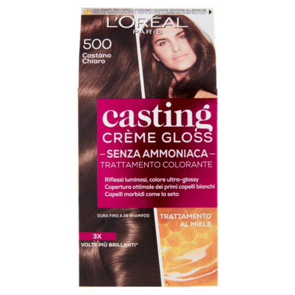 L'Oréal Paris Tinta Capelli Casting Creme Gloss, Senza Ammoniaca, 500 Castano Chiaro