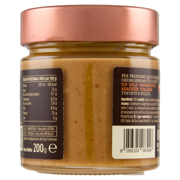 Le Stagioni d'Italia 100% Crema di Arachidi Italiane Croccante 200 g