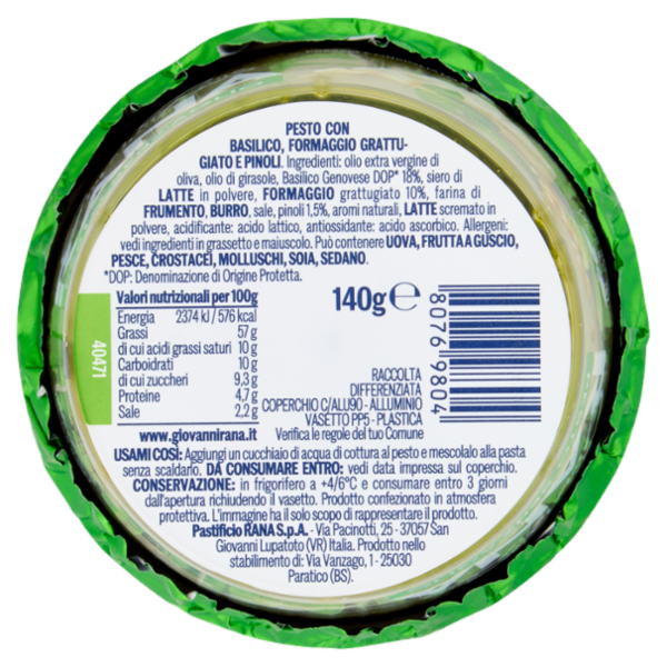 Giovanni Rana Pesto Senz'Aglio 140 g