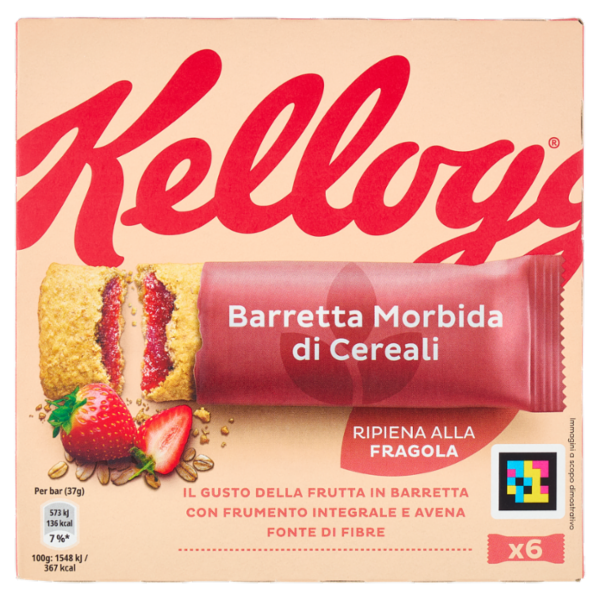 Kellogg's Barretta Morbida di Cereali Ripiena alla Fragola 6 x 37 g