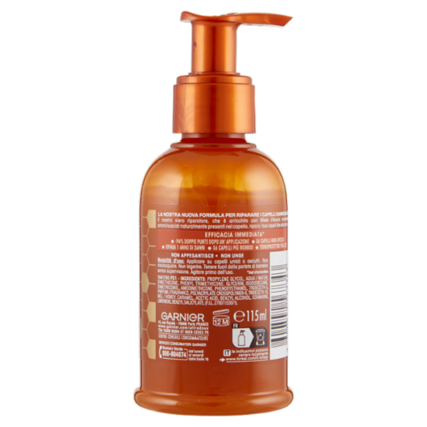 Garnier Ultra Dolce Elisir di Miele, Siero Riparatore, Capelli Danneggiati, 115 ml
