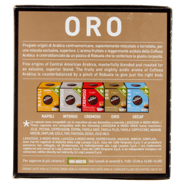 Caffè Vergnano 1882 Oro Compostabile** Capsule Compatibili Lavazza a Modo Mio* 16 x 7,5 g